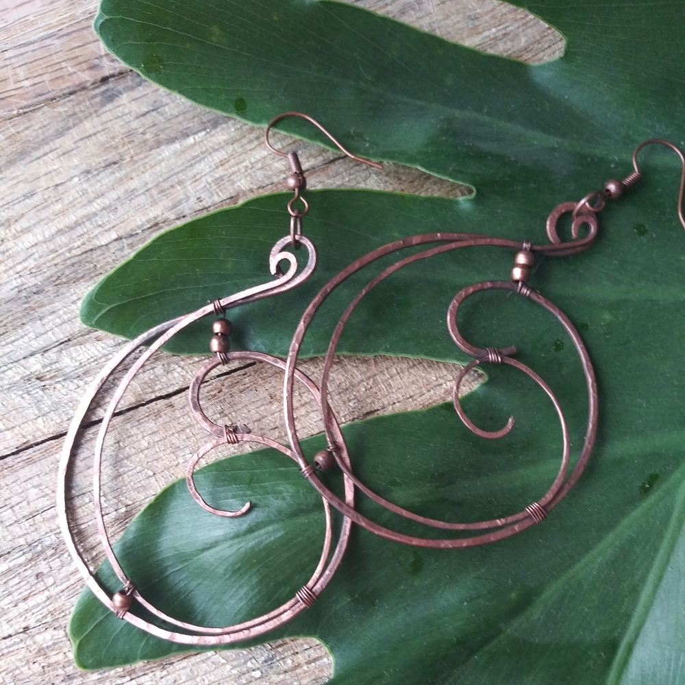 Hammered Copper Hoops